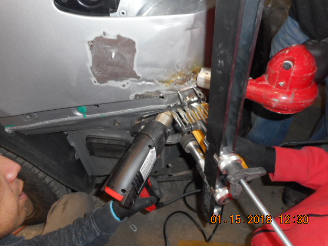 2016 TESLA X90 aluminum auto body repairs in progress