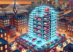 An illustrated concept of 'Car Tetris' in Boston, MA
